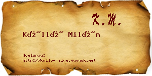 Kálló Milán névjegykártya