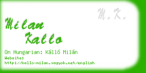 milan kallo business card